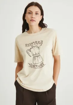Medicine tricou din bumbac culoarea bej imagine