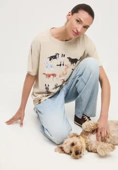Medicine tricou din bumbac culoarea bej imagine