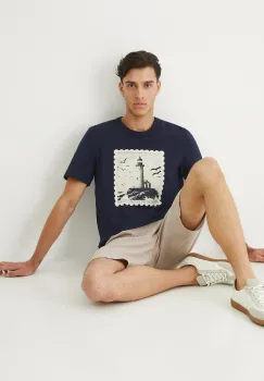 Medicine tricou din bumbac culoarea bleumarin, cu imprimeu imagine