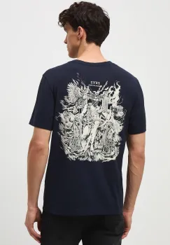 Medicine tricou din bumbac culoarea bleumarin, cu imprimeu imagine