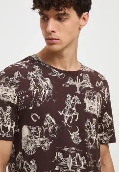 Medicine tricou din bumbac culoarea maro, cu imprimeu imagine