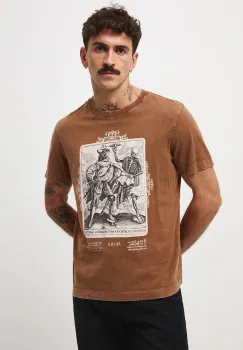 Medicine tricou din bumbac culoarea maro, cu imprimeu imagine