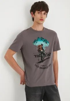 Medicine tricou din bumbac culoarea maro, cu imprimeu imagine