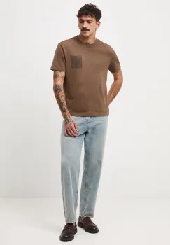 Medicine tricou din bumbac culoarea maro, cu imprimeu imagine