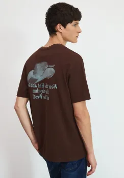Medicine tricou din bumbac culoarea maro, cu imprimeu imagine