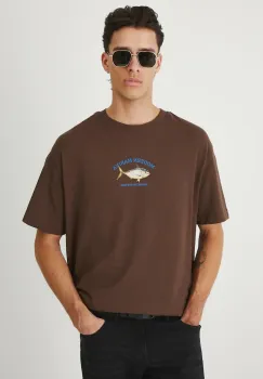 Medicine tricou din bumbac culoarea maro, cu imprimeu imagine