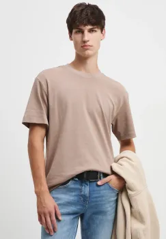 Medicine tricou din bumbac culoarea maro, neted imagine