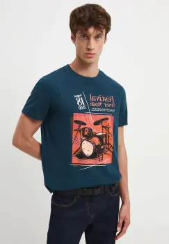 Medicine tricou din bumbac culoarea turcoaz, cu imprimeu imagine