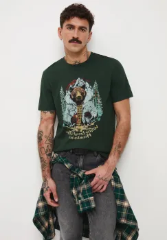 Medicine tricou din bumbac culoarea verde, cu imprimeu imagine