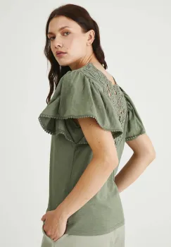 Medicine tricou din bumbac culoarea verde, cu spate descoperit imagine
