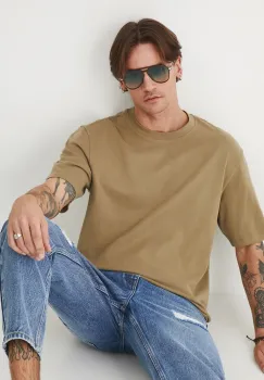 Medicine tricou din bumbac culoarea verde, neted imagine