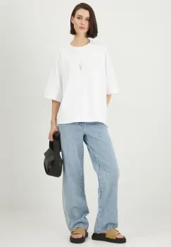 Medicine tricou din bumbac femei, culoarea alb imagine