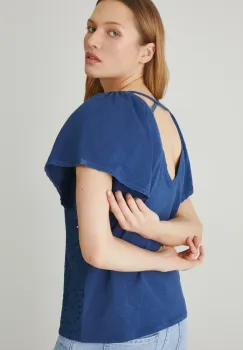 Medicine tricou din bumbac femei, culoarea albastru marin imagine