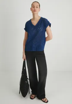 Medicine tricou din bumbac femei, culoarea albastru marin imagine