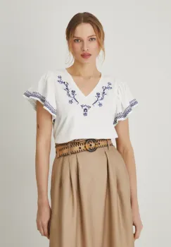 Medicine tricou din bumbac femei, culoarea bej imagine
