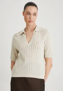 Medicine tricou din bumbac femei, culoarea bej imagine