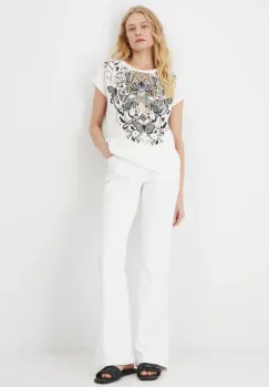 Medicine tricou din bumbac femei, culoarea bej imagine