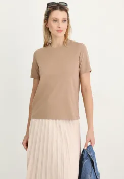 Medicine tricou din bumbac femei, culoarea bej imagine