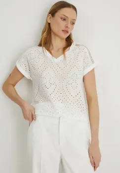 Medicine tricou din bumbac femei, culoarea bej imagine