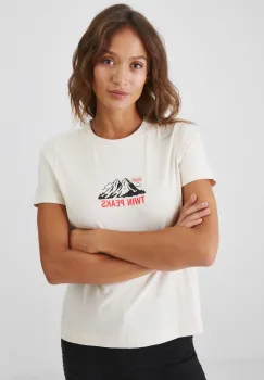 Medicine tricou din bumbac femei, culoarea bej imagine