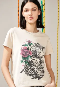 Medicine tricou din bumbac femei, culoarea bej imagine