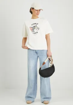 Medicine tricou din bumbac femei, culoarea bej imagine