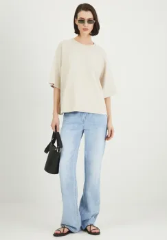 Medicine tricou din bumbac femei, culoarea bej imagine