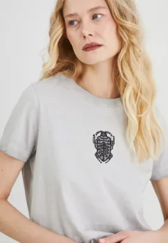 Medicine tricou din bumbac femei, culoarea gri imagine