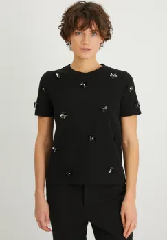 Medicine tricou din bumbac femei, culoarea negru imagine