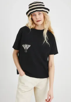 Medicine tricou din bumbac femei, culoarea negru imagine