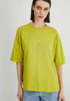 Medicine tricou din bumbac femei, culoarea verde imagine