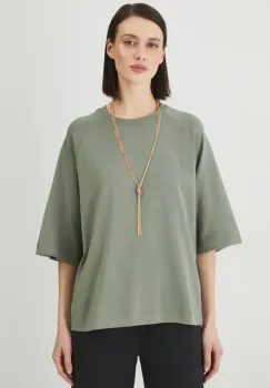 Medicine tricou din bumbac femei, culoarea verde imagine