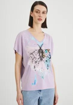Medicine tricou din bumbac femei, culoarea violet imagine