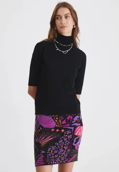 Medicine tricou femei, culoarea negru, cu guler imagine