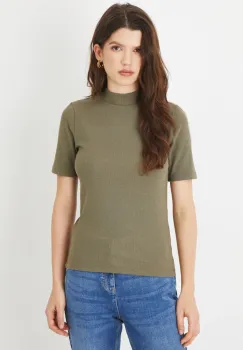 Medicine tricou femei, culoarea verde, cu turtleneck imagine
