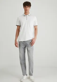 Medicine tricou polo barbati, culoarea alb, neted imagine