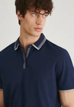 Medicine tricou polo barbati, culoarea albastru marin, neted imagine