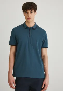 Medicine tricou polo barbati, culoarea turcoaz, melanj imagine