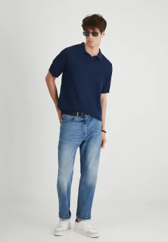 Medicine tricou polo culoarea albastru marin, neted imagine