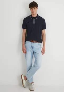 Medicine tricou polo culoarea albastru marin, neted imagine