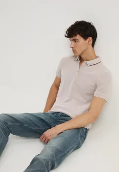 Medicine tricou polo culoarea bej, melanj imagine