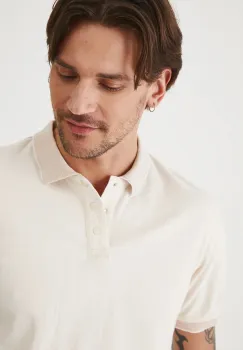 Medicine tricou polo culoarea bej, melanj imagine