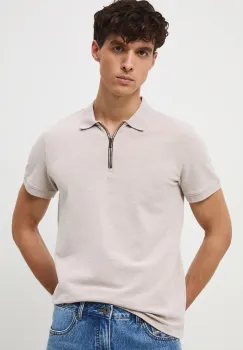 Medicine tricou polo culoarea bej, melanj imagine