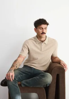 Medicine tricou polo culoarea bej, neted imagine