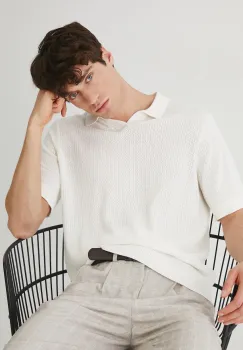 Medicine tricou polo culoarea bej, neted imagine