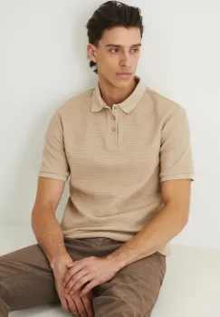 Medicine tricou polo culoarea bej, uni imagine