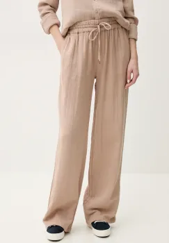 Melissa Odabash pantaloni de bumbac femei, culoarea maro, drept, high waist, Krissy imagine