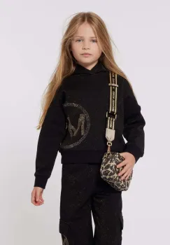 Michael Kors bluza copii culoarea negru, cu gluga, cu imprimeu, R30154 imagine