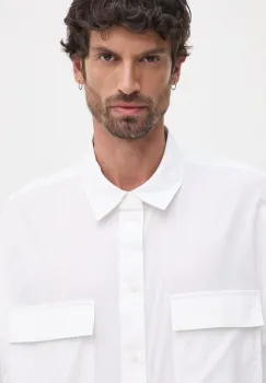 Michael Kors camasa barbati, culoarea alb, cu guler clasic, relaxed, UF4409WF4C imagine