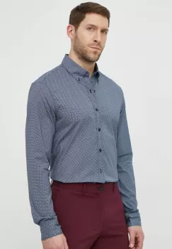 Michael Kors camasa barbati, culoarea albastru marin, cu guler button-down, slim imagine